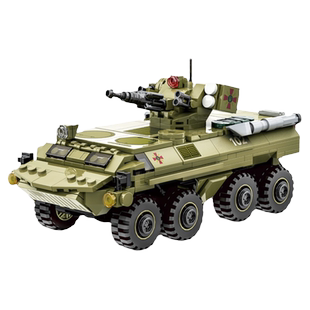 万格国产军事BTR-4步战车积木坦克系列玩具益智拼装模型男孩6岁