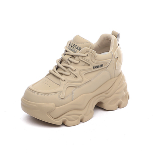 内增高老爹鞋女鞋新款8cm厚底小个子运动鞋休闲女款百搭小白鞋秋