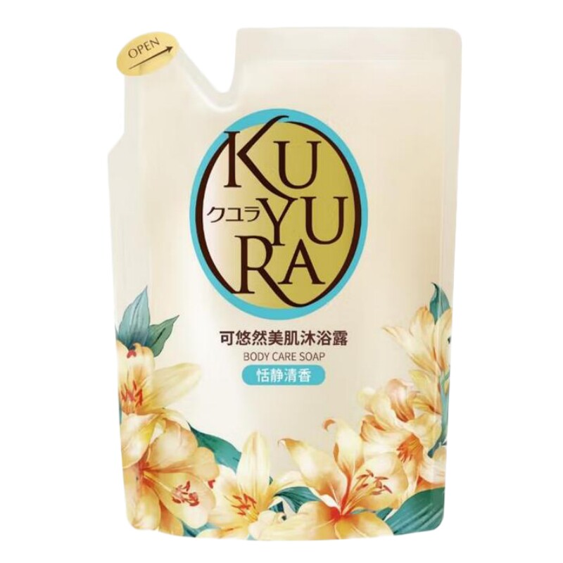 正品日本进口沐浴乳 可悠然美肌沐浴露恬静清香替换装专柜400毫升