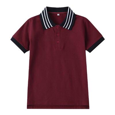 伊顿同款校服枣红色黑白领学生班服幼儿园服T恤POLO衫