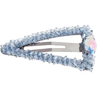 兰诺蓝色水钻发夹女2026新款高端边夹侧边夹子一字夹刘海前额发饰