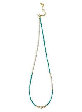 原创国风锁骨链绿松石项链珍珠