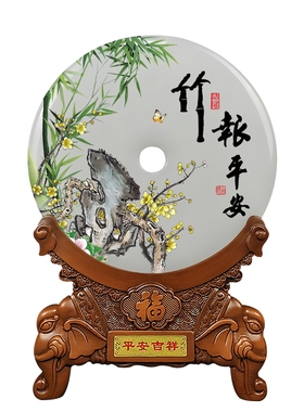 天然玉石竹报平安节节高升摆件