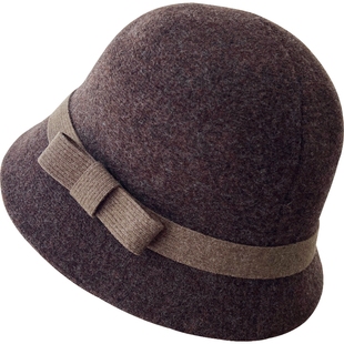 2025新款羊毛渔夫帽子女冬季时尚千金帽子显脸小羊绒盆帽气质礼帽