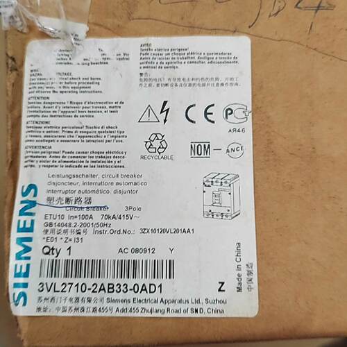 【询价】塑壳断路器 3VL2710-2AB33-0AD1 适用