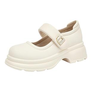 达芙妮玛丽珍女鞋2026新款爆款春季厚底小白鞋jk英伦风单鞋小皮鞋