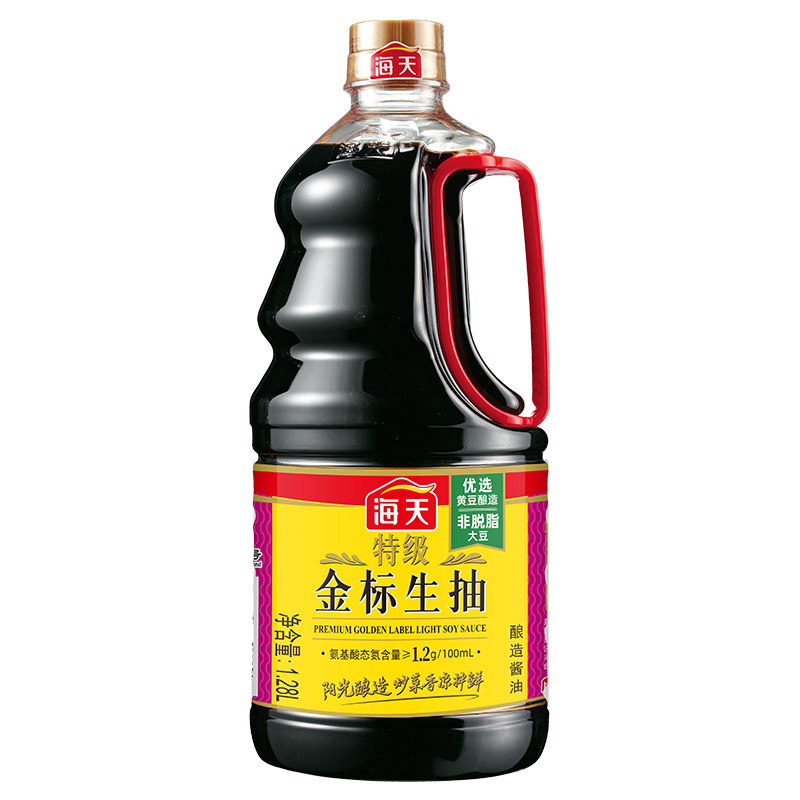 海天特级金标生抽1.28l家常炒菜调味料点蘸凉拌酱油家用调料酿造