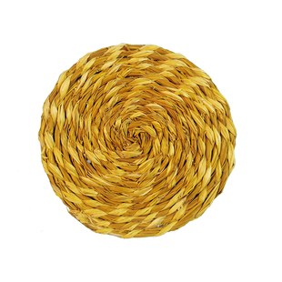 糯稻草绳圆盘手工编织客厅书房壁饰传统民宿酒店墙面挂饰杯垫道具