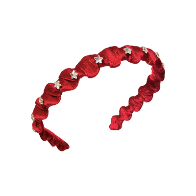 高级感红色水钻细边发箍女