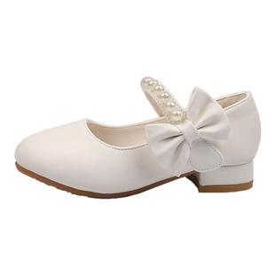 女童皮鞋白色小学生礼服合唱演出鞋软底走秀女孩高跟鞋儿童公主鞋