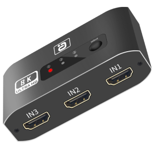 阿音HDMI2.1高清切换器8K三进一出分配器数字低功耗免供电遥控器