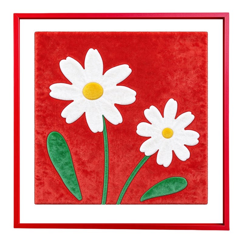 《两白花》治愈系拼布画送女生闺蜜生日礼物卧室床头小清新装饰画