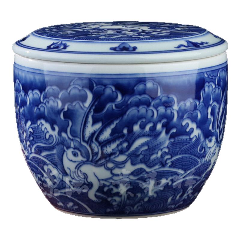 贵和祥手绘青花复古礼品存茶罐