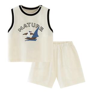 迷你巴拉儿童宝宝短袖运动套装男女童T恤速干户外夏季运动服背心