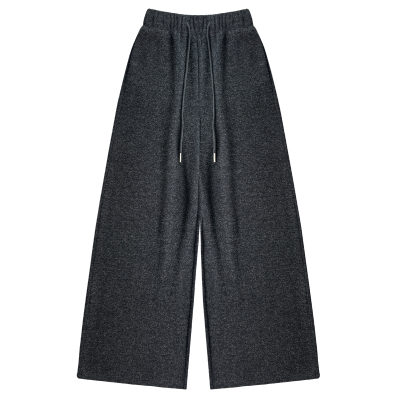 寻笙记高腰百搭灰色糯米阔腿裤子