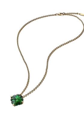 自营欧洲直邮BACCARAT/巴卡拉TRÈFLE四叶草系列绿色水晶镀金链条