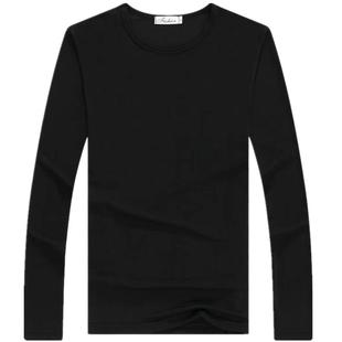 男长袖t恤春秋季纯黑内衣秋衣上衣圆领薄款休闲男士内搭体恤打底