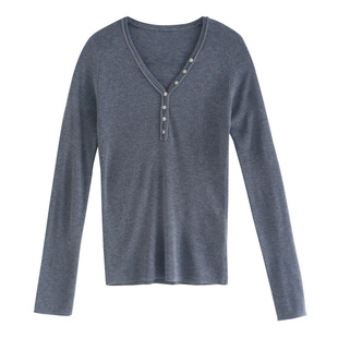 徐大脸吖定制 山羊绒羊毛修身显瘦内搭打底衫秋冬韩系V领针织衫女