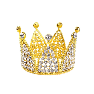 七角花瓣珍珠小皇冠蛋糕装饰网红公主迷你钻石生日甜品台女神摆件