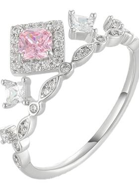 旭平方块皇冠戒指女小众设计高级感甜美气质个性时尚指环食指戒