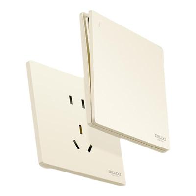 德力西奶油风可可蛋奶开关插座黄