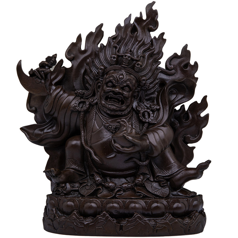 藏密二臂玛哈嘎拉黑袍金刚铜像