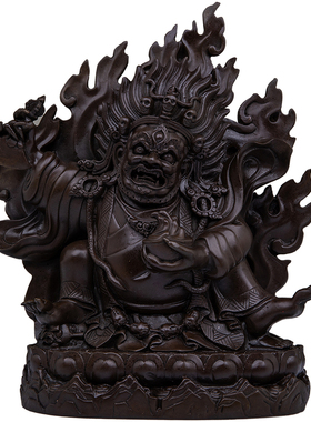 藏密二臂玛哈嘎拉黑袍金刚铜像