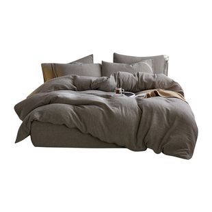 无印良品原麻复古风纯棉四件套2026新款全棉麻床单被套被罩三件套