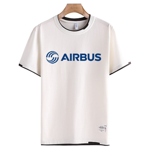 空客航空Airbus波音737公司BOJING航空拼接短袖t恤衫男女纯棉半袖