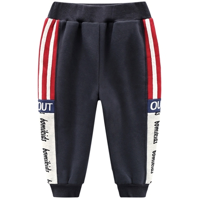 男童秋冬双层纯棉一体绒卫裤