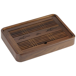 榜盛黑胡桃实木茶盘家用小型办公室中式蓄水储水式干泡台茶台托盘