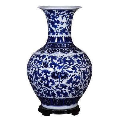 景德镇新中式风缠枝青花瓷花瓶