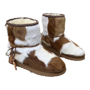 马毛加羊毛雪地靴女冬季保暖2025新款民族风蒙古加绒毛毛短靴子潮