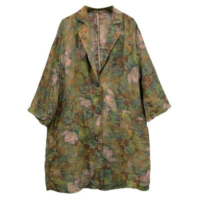 春夏秋苎麻印花休闲西服