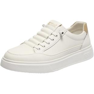 百丽男士厚底增高小白鞋男25新款一脚蹬套脚休闲运动板鞋8UG01CM5