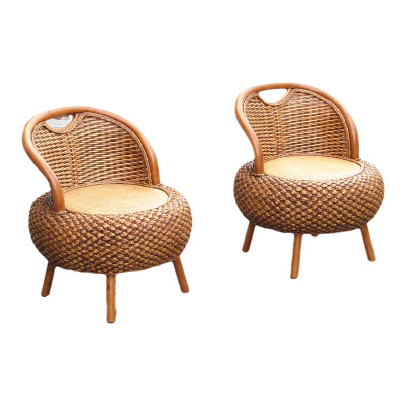 藤椅家用藤编休闲阳台靠背椅休闲椅单人坐凳小圆凳换鞋凳儿童座椅