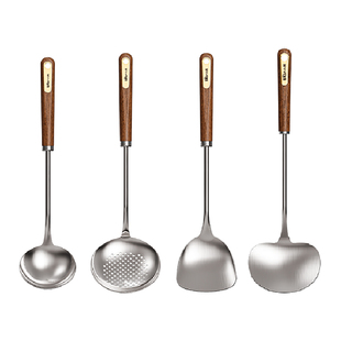 小熊锅铲316L不锈钢加厚炒菜铲子漏勺汤勺家用厨具炒勺套装铁铲