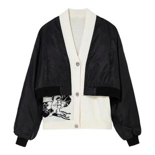 H·GENTEEL荷高年新款冬装鹅绒女假两件撞色拼接羽绒外套