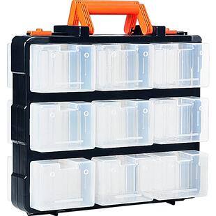 零件收纳盒元器件螺丝分隔手提工具箱组合机器人编程分类透明盒子