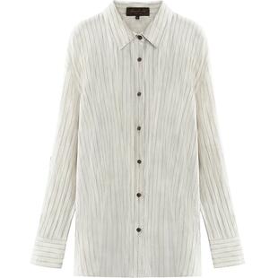 COCOBELLA松弛感休闲色织条纹亚麻衬衫女宽松通勤长袖衬衣SR3087