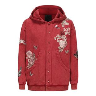 碧海潮生高端限定〓山门•凤凰于飞•红〓中国风重磅水洗刺绣卫衣