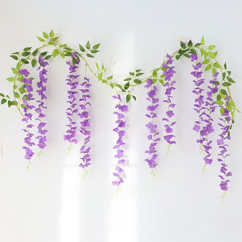 仿真紫藤花假花藤条装饰缠绕花花塑料遮挡串花空调管藤蔓吊顶植物