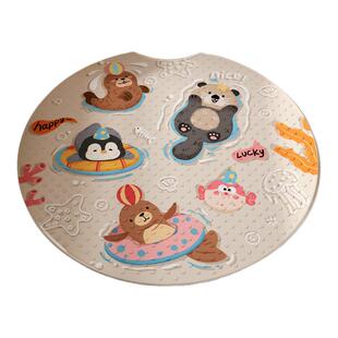 圆形浴室防滑垫地垫儿童洗澡专用厕所卫生间脚垫宝宝淋浴吸盘地毯