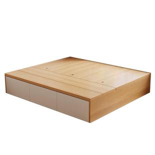 实木榻榻米床无床头双人储物床出租房用1米2家用地台小户型单人床