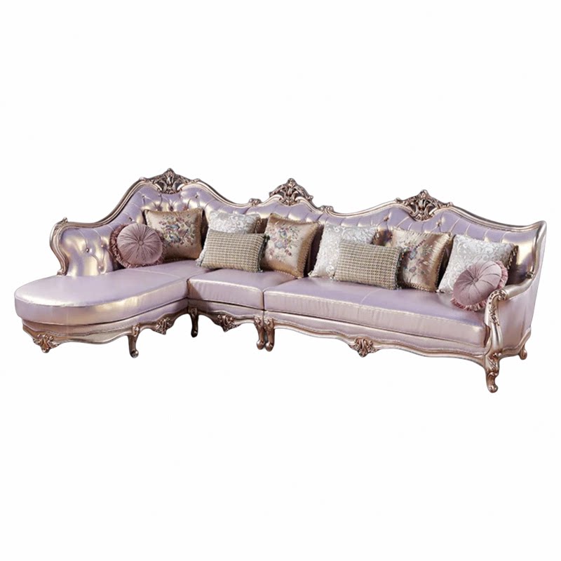 欧式真皮沙发头层牛皮组合奢华客厅转角贵妃实木法式宫廷皮艺家具