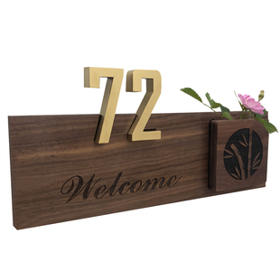 原创设计创意家用发光门牌号码牌高档酒店别墅门牌号实木金属定制