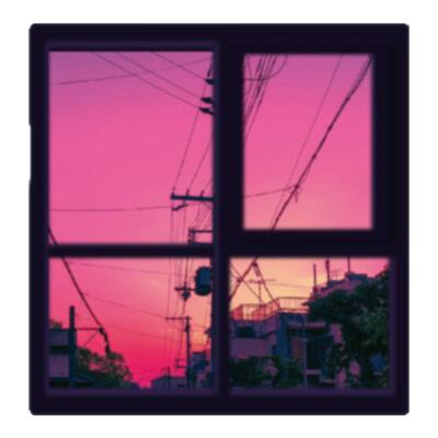 TLP反光车贴 白日梦系列窗户夕阳日落假日椰树火烧云晚霞防水贴纸