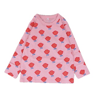 日本 MARKEYS 2026春儿童装卡通猫咪玫瑰小熊宽松圆领运动长袖T恤