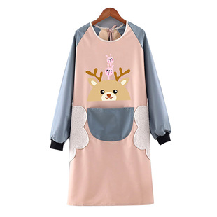 长袖围裙女家用厨房防水防油餐饮工作服2026新款罩衣围腰上班专用