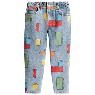 HM童装男童春季标准版型印花牛仔裤1303473